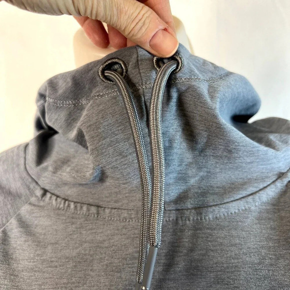 Apana Heather Gray Yoga Activewear Hooded Long Sleeve Top Thumbholes Sz SM - Picture 4 of 12